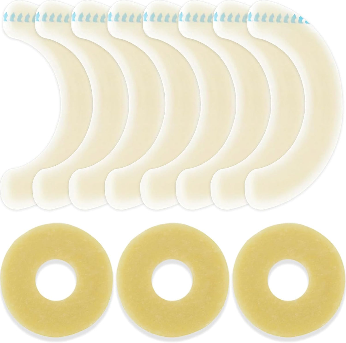 TNTNDAY ostomy barrier strips and rings set front view showing medical grade hydrocolloid stoma supplies