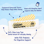 Dog enjoying soft honeycomb dental chew
