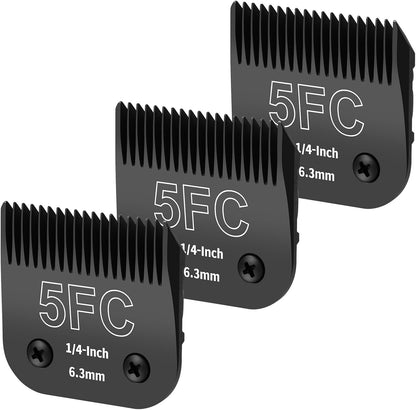 3 Pack 7FC Detachable Dog Grooming Steel Blades,Compatible with Andis,Oster A5,Wahl KM-10 Series,Cut Length 1/8" 3.2MM Black - Image 14