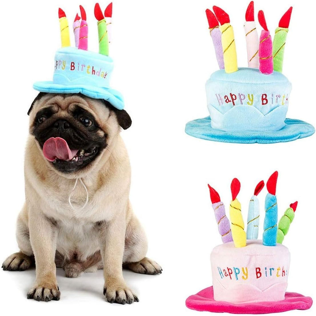 Secfanya cute dog birthday cake hat blue front view