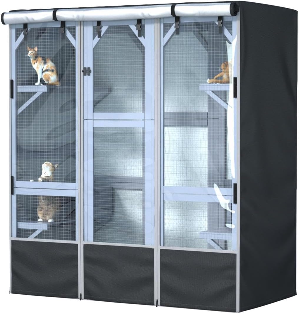Ddeman outdoor cat house cover front view heavy duty waterproof catio protection