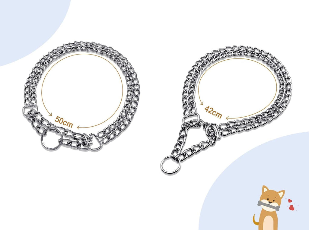 Premium double link metal slip collar for obedience training and showing dogs