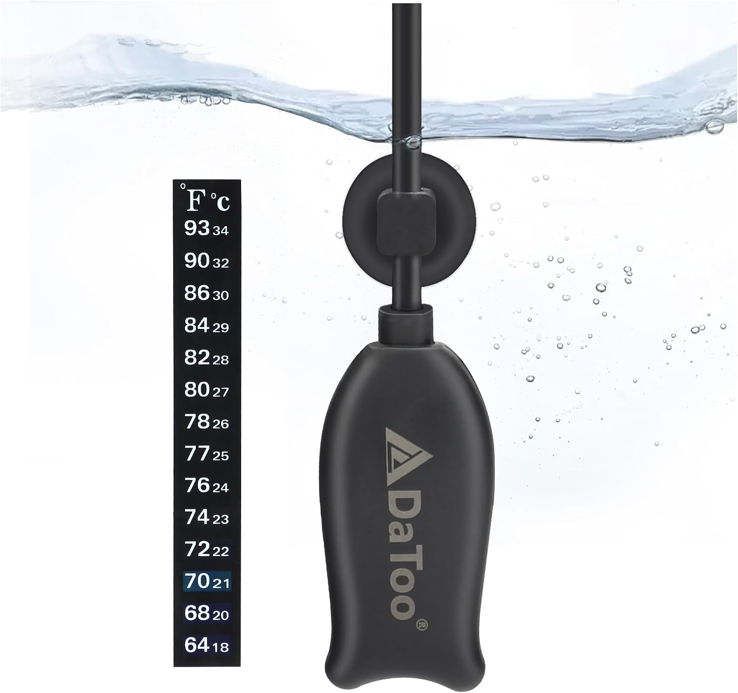 DaToo super mini aquarium heater front view for small tanks