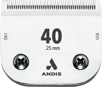 Back view of the professional Andis size 10 grooming blade showing the snap on bracket for clipper attachment