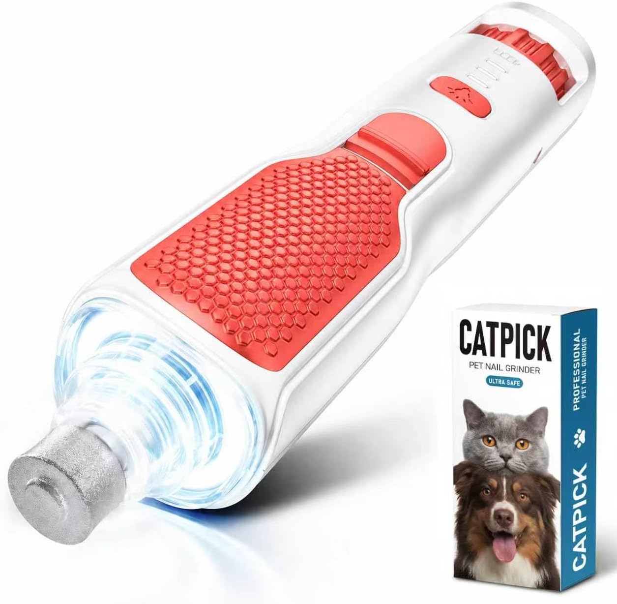 7-Speed Dog & Cat Nail Grinder with Light - Ring LED Safe to Avoid Overcut, Quiet Low Vibration & Powerful Fast, Cordless Rechargeable Toenail Trimmer for Small & Large Puppy & Breeds Paws(Blue) - Image 9