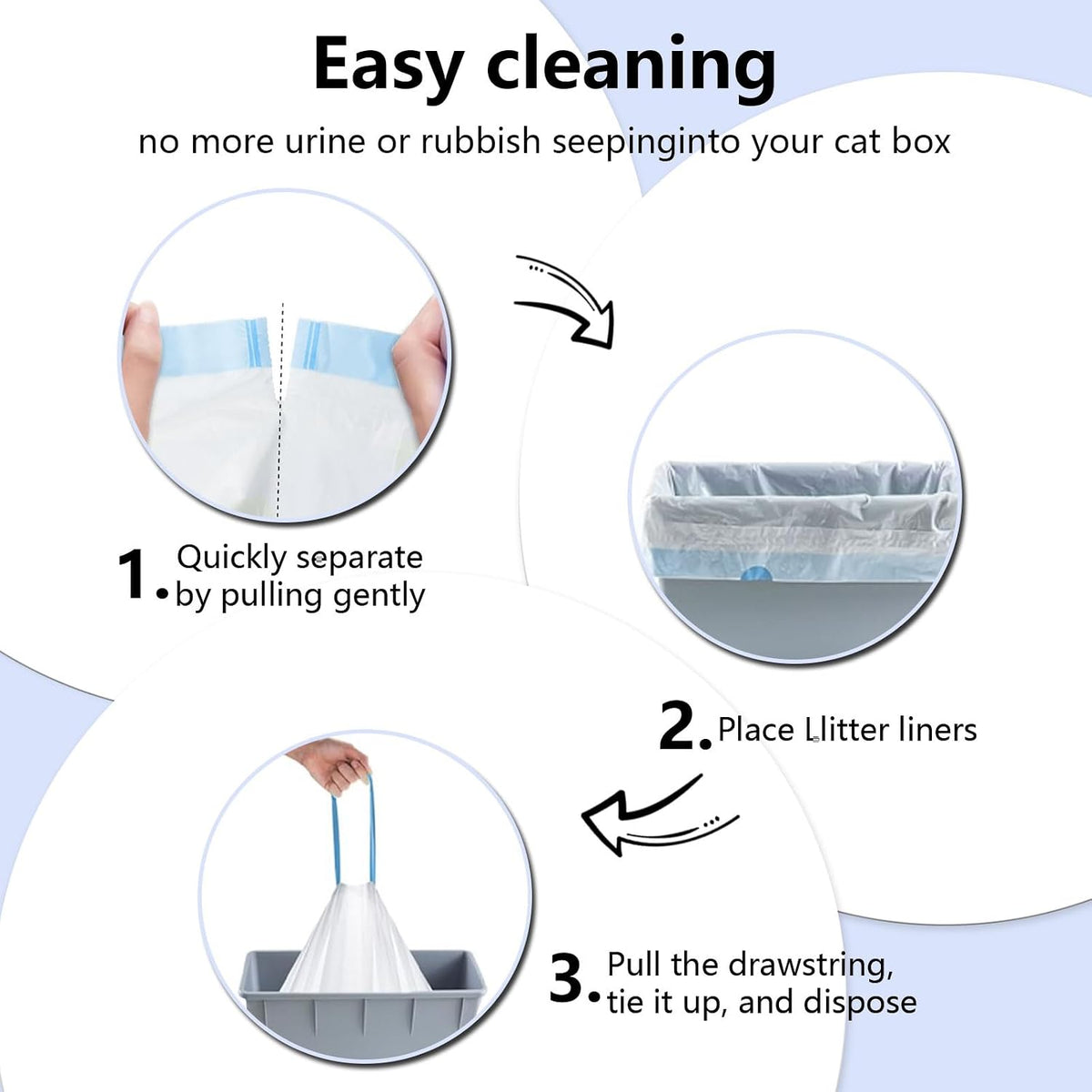 Tear resistant heavy duty cat waste disposal bags close up view.