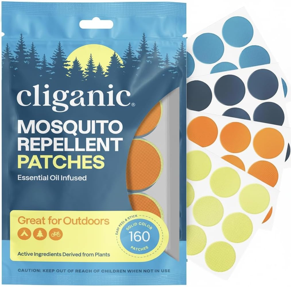 Cliganic Mosquito Repellent Stickers 160 pack of natural DEET-free citronella essential oil patches