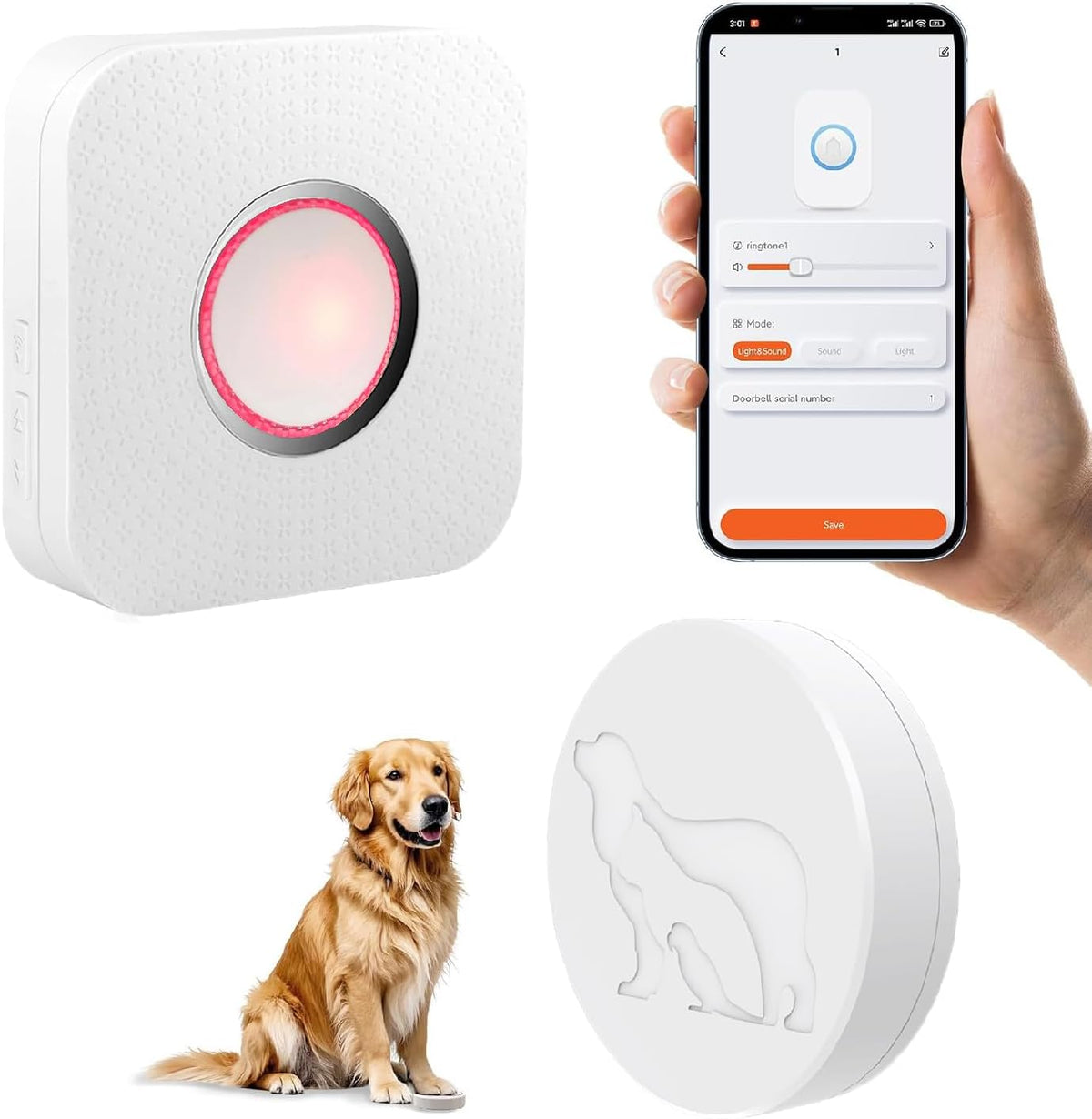 YisTech WiFi dog door bell for potty training front view