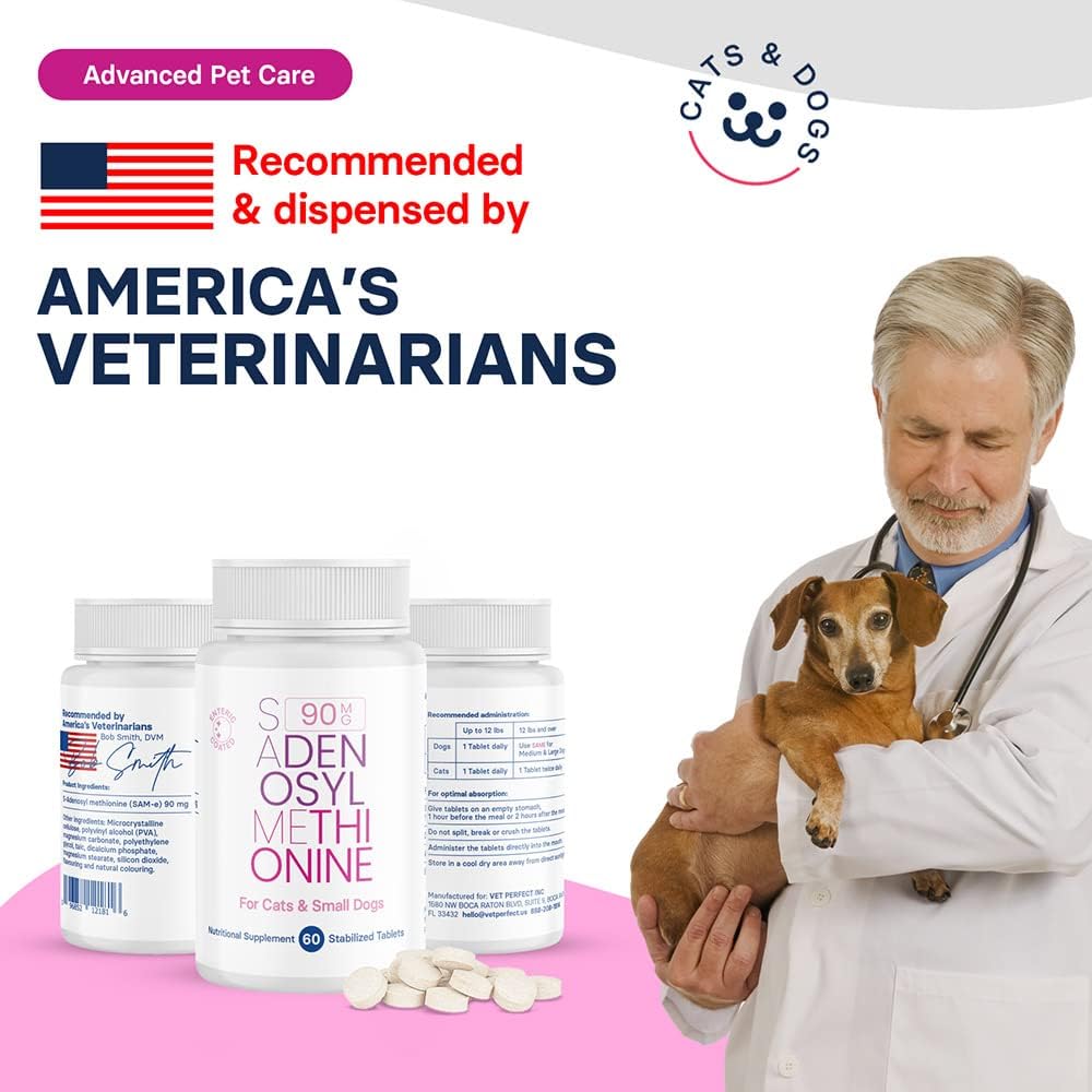 Generic SAM-e Liver and Brain Health Supplement for Small Dogs & Cats, S-aDENOSYLmethionine (Same), 60 Coated Tablets - Image 7