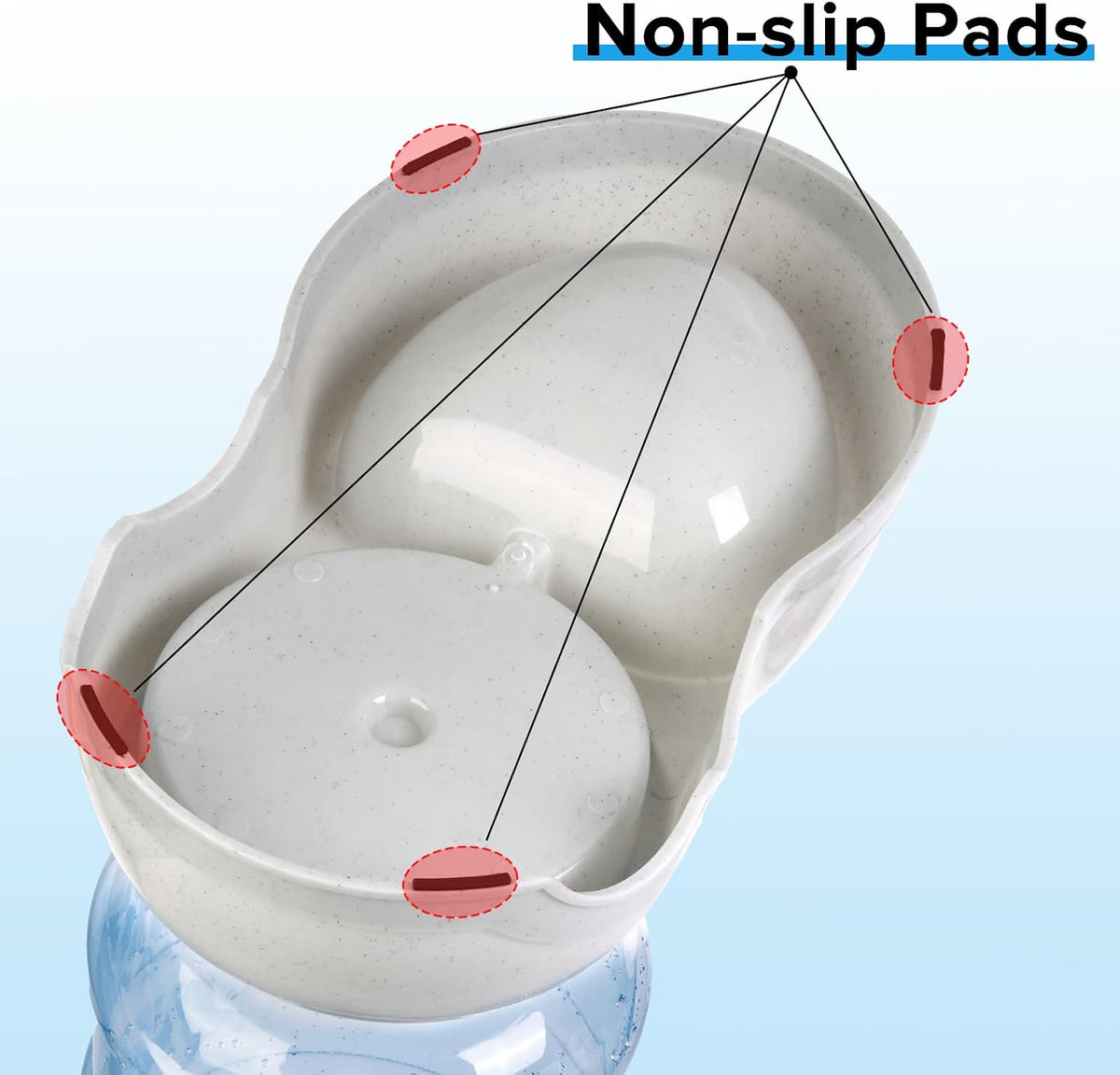 Kenond 3 Gallon automatic dog feeder base showcasing four integrated anti skid pads