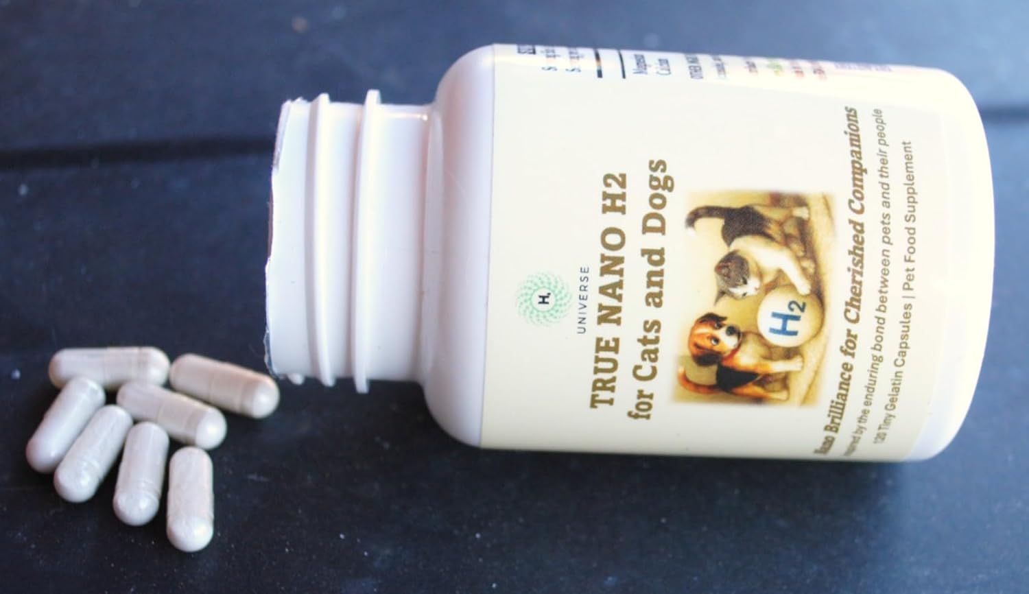 Detailed label view of True Nano H2 for dogs and cats
