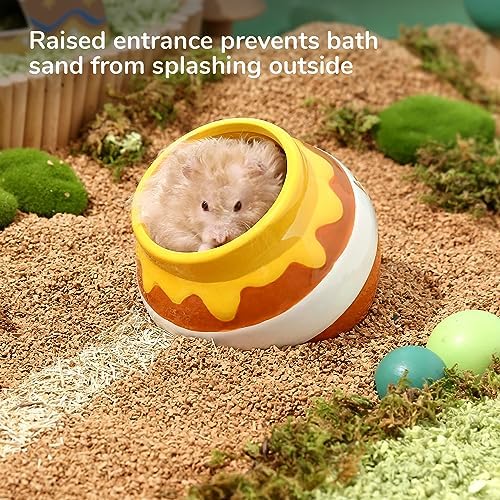 Hamster Sand Bath Container Small Animals Shower and Digging Bathroom Toilet, Ceramics Honey Pot Bathtub for Dwarf Hamster, Syrian Hamster, Gerbils, Hedgehogs, Mice, Rats, Lemming - Image 3