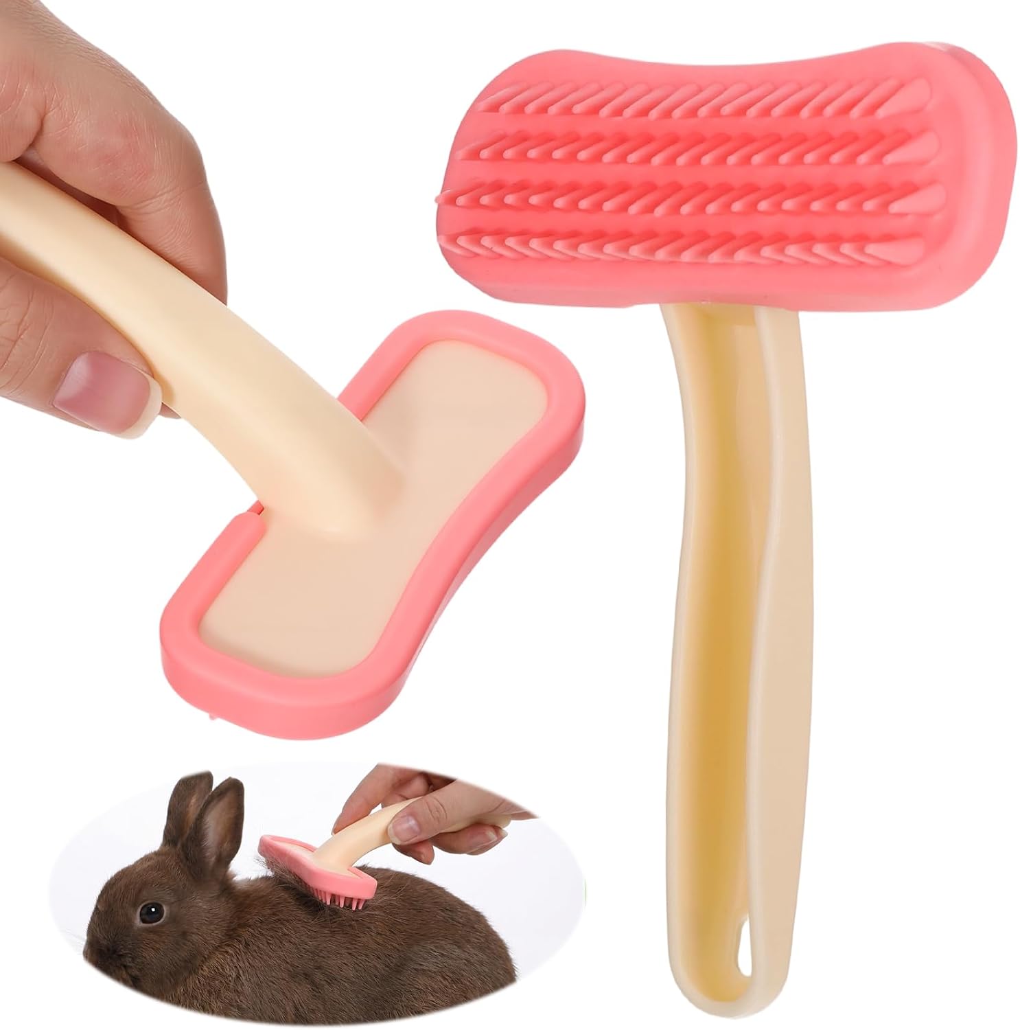 Oxiros Bunny Brush front view soft silicone grooming tool for small pets