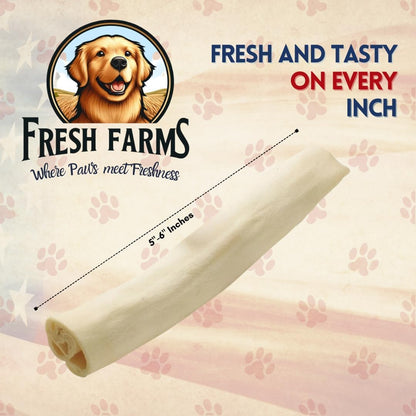 Single layer premium cut rawhide dog chews highlighting texture and thickness.