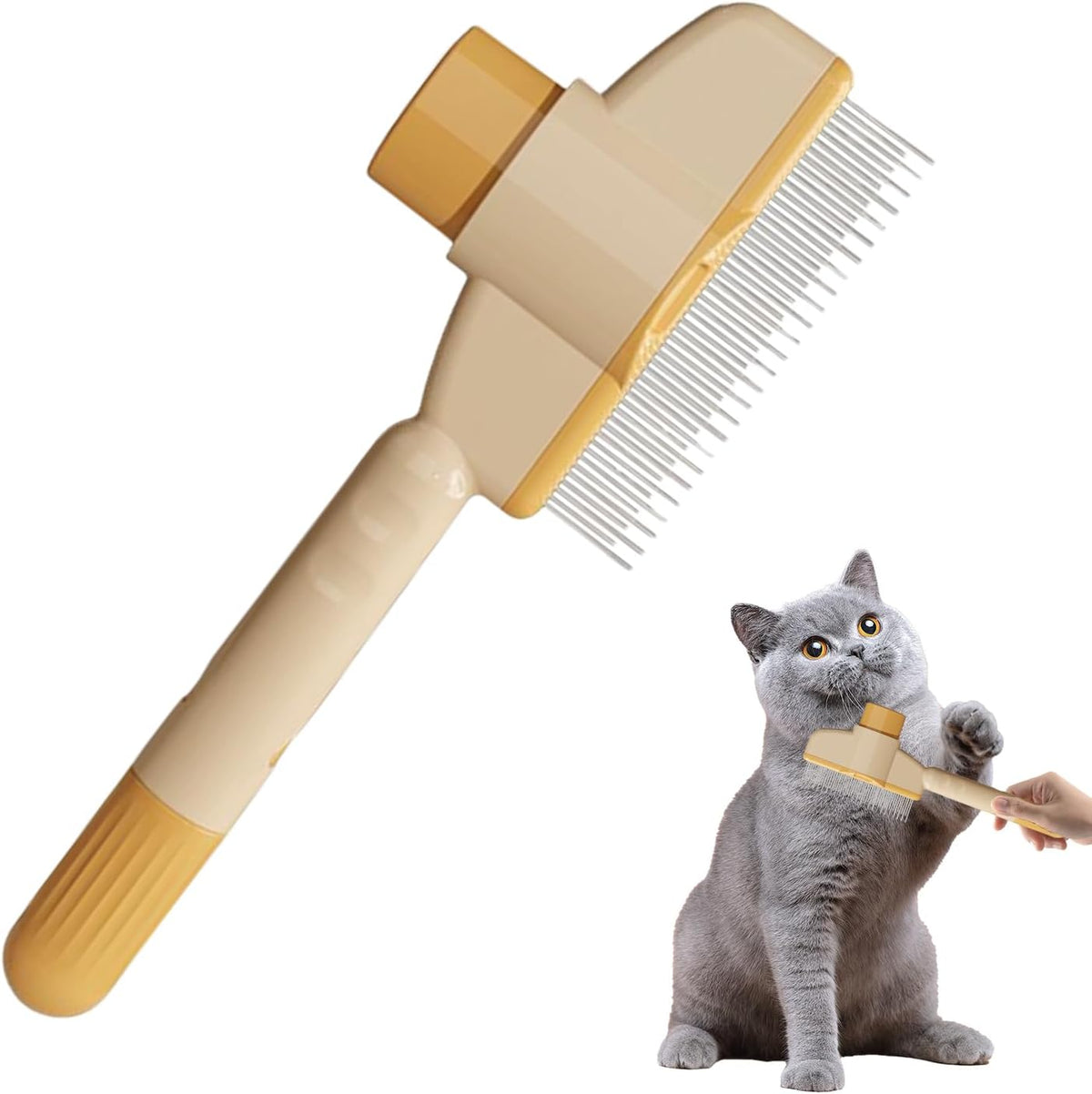 Dog And Cat Hair Removal With Release Button | Conciset Selfs Cleaning Pet Flea Comb Grooming Brush,Selfs-cleaning Pet Flea Comb Grooming Brush,Multi-function Scrub For Short & Long Pet Hair - Image 9