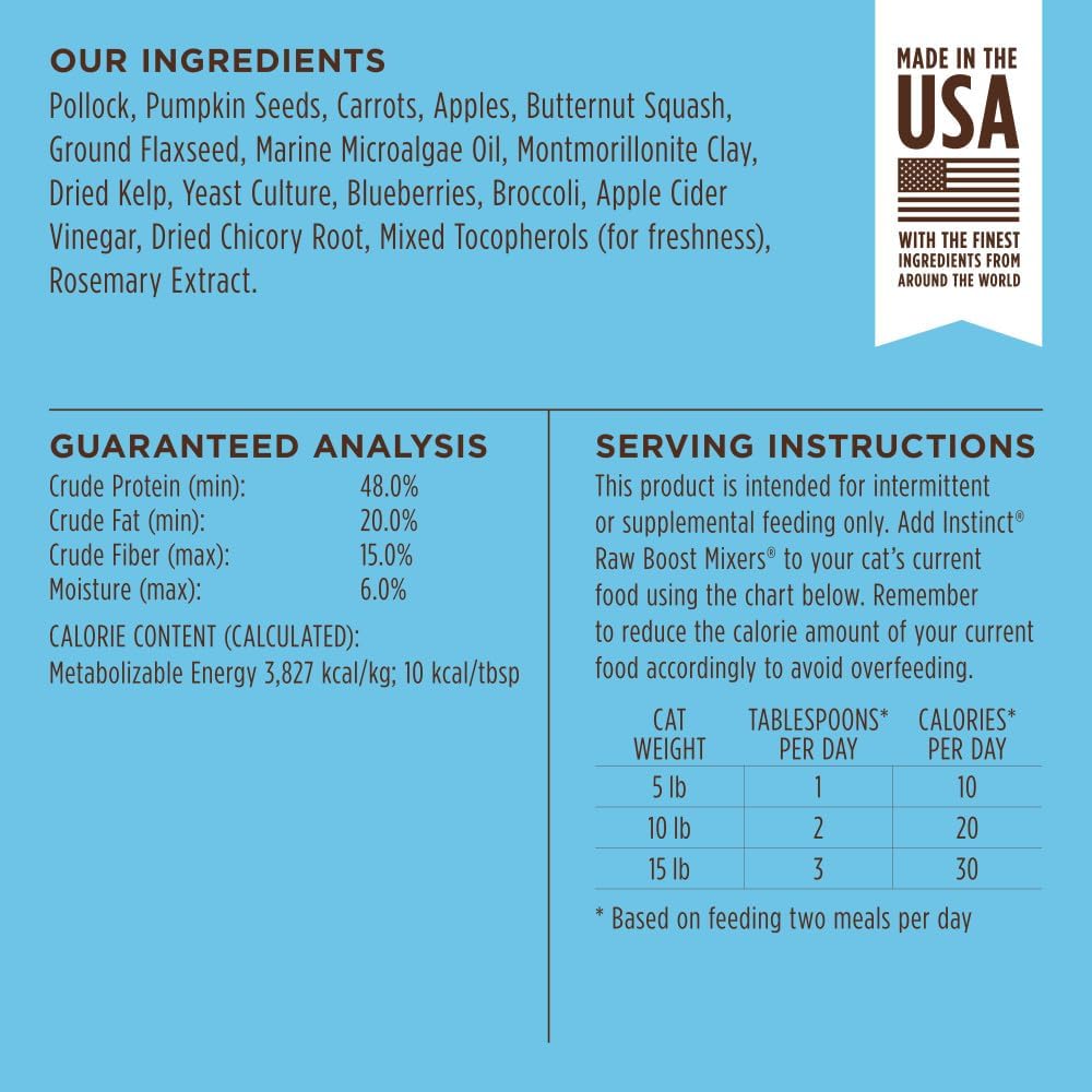 Instinct Raw Boost Mixers Freeze Dried Cat Food Topper, Grain Free - Wild-Caught Pollock, 5 oz. Bag - Image 10