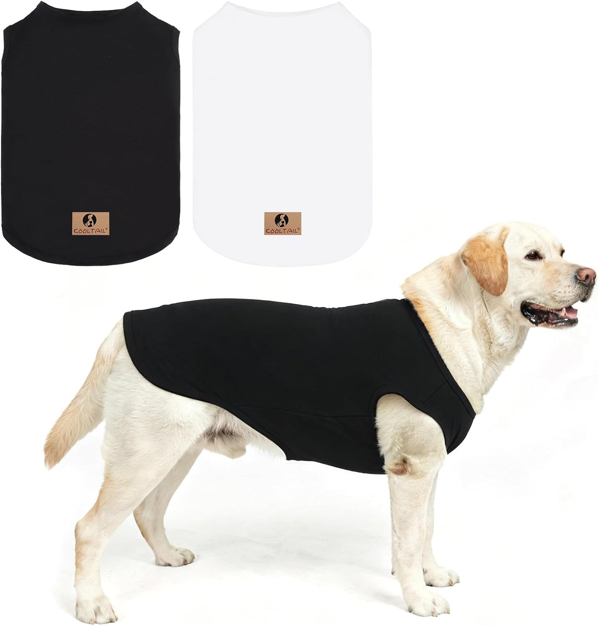 KOOLTAIL Boy Dog Clothes for Large Dogs, 2 Pack Cotton Summer Dog T Shirts UV & Insect Protection for Outdoor Camping, Anti-Hair Loss & Breathable Sleeveless Pet Vest Tank Tops Apparel,Black & Grey,XL - Image 14