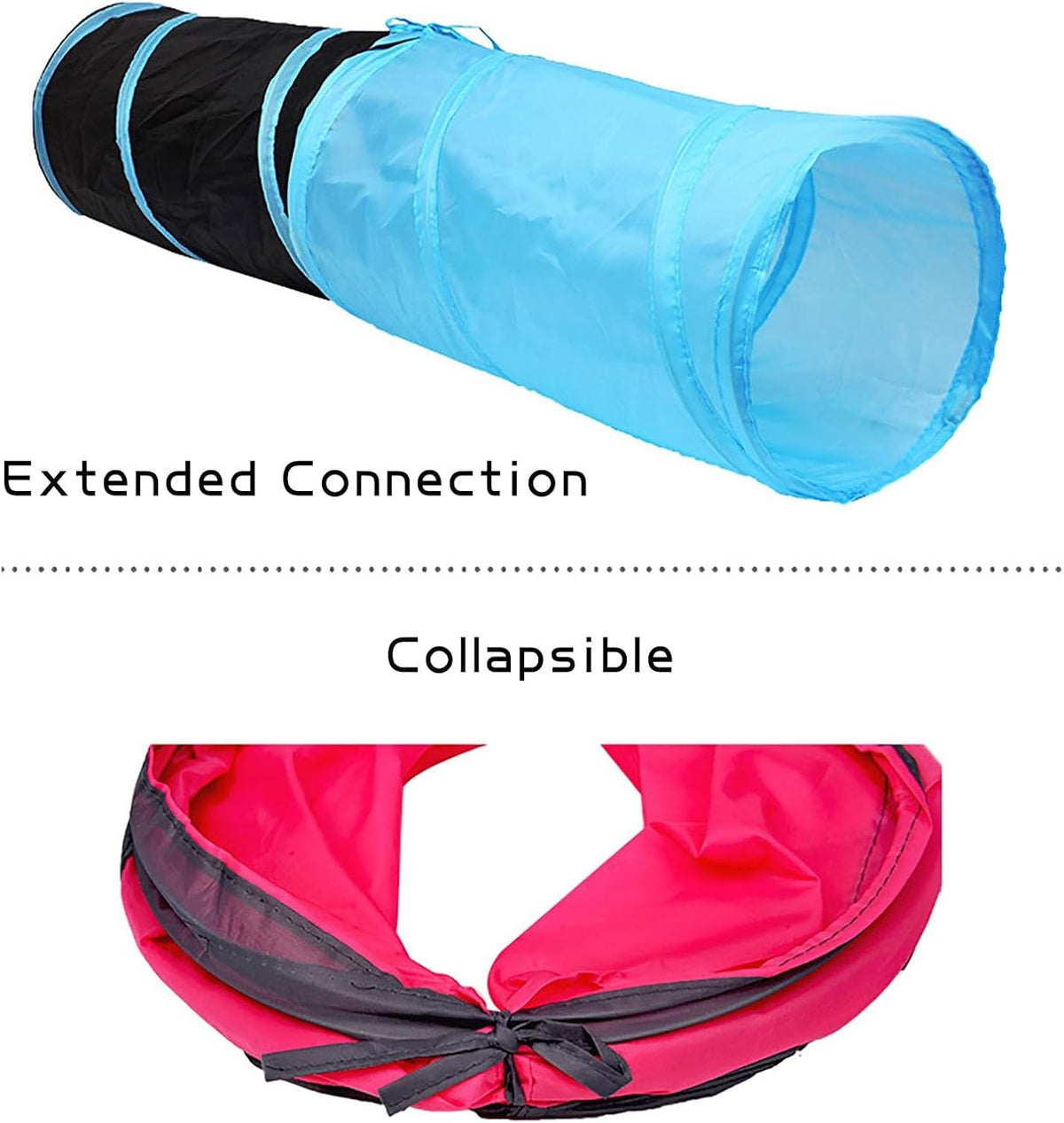 Folded collapsible cat tunnel showing lightweight design
