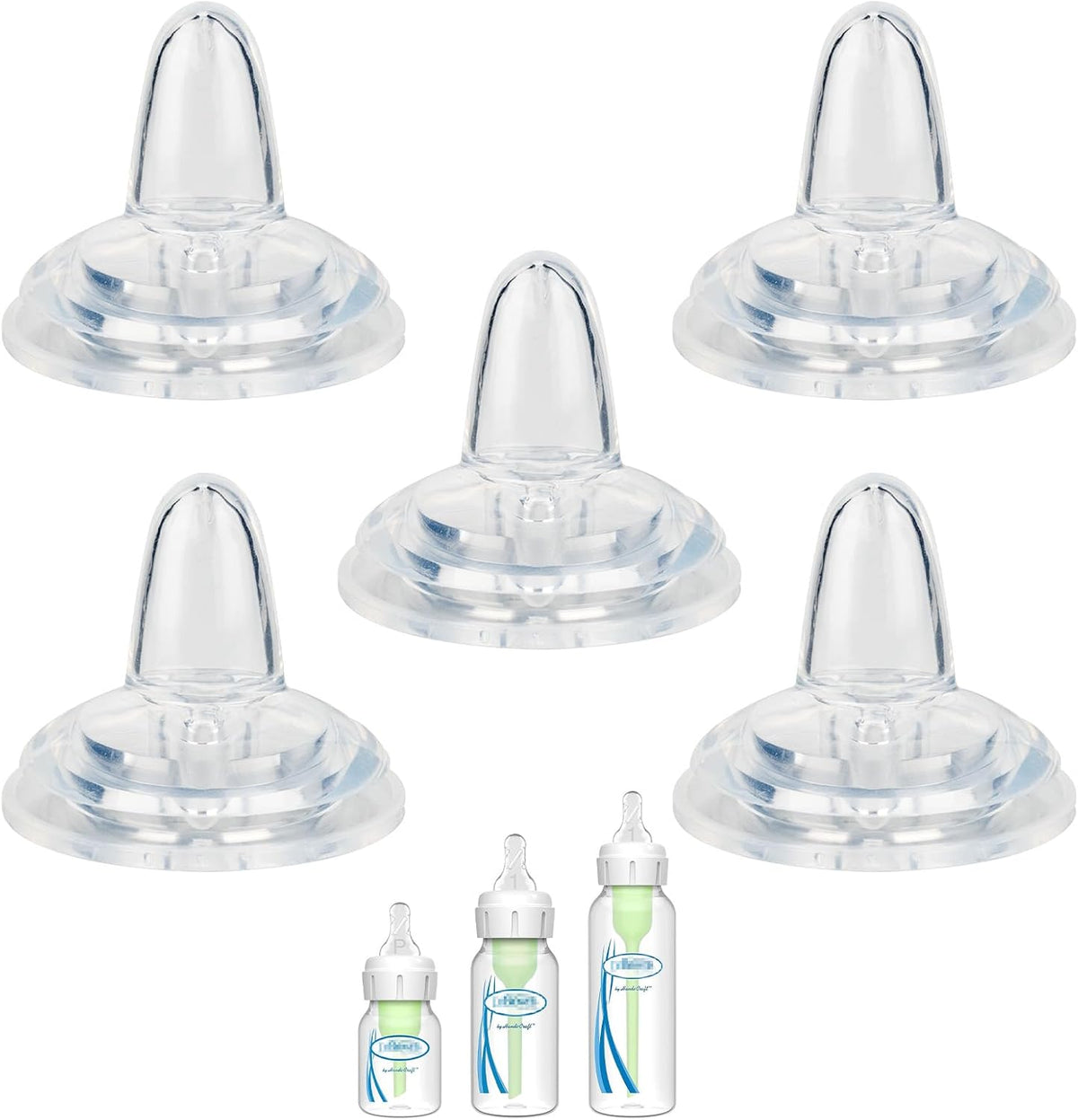 LSAUVWN sippy nipple front view showing the soft silicone transition spout design.