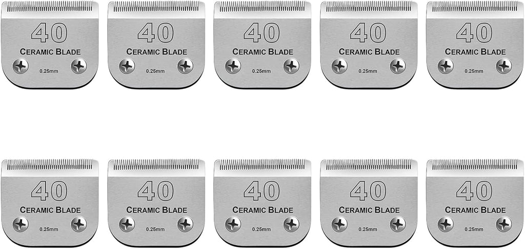 Size 40/10/7F/5F/4F Detachable Pet Dog Grooming Clipper Ceramic Blades Set,Compatible with Andis,Oster A5,Wahl KM10 Series Clippers,Cut Length 1/100"(0.25mm) to 3/8"(9.5mm),5 Pack - Image 12
