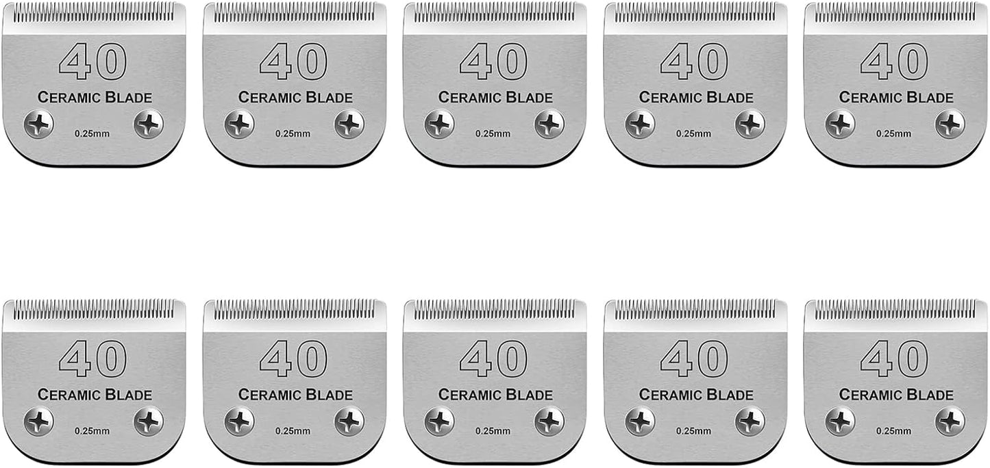 Size 40/10/7F/5F/4F Detachable Pet Dog Grooming Clipper Ceramic Blades Set,Compatible with Andis,Oster A5,Wahl KM10 Series Clippers,Cut Length 1/100"(0.25mm) to 3/8"(9.5mm),5 Pack - Image 12