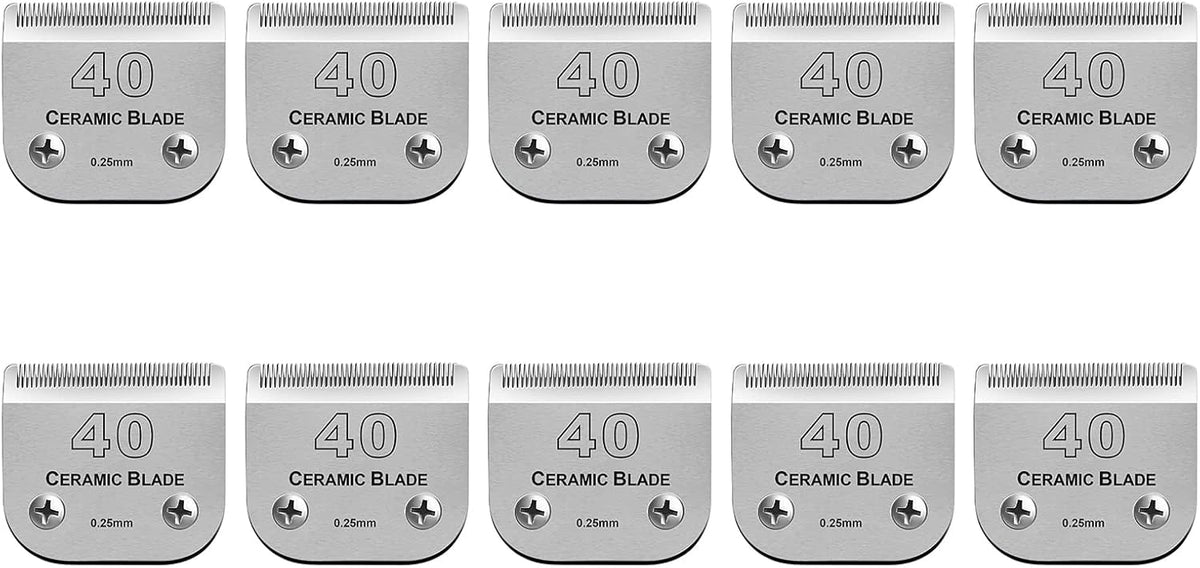 Size 40/10/7F/5F/4F Detachable Pet Dog Grooming Clipper Ceramic Blades Set,Compatible with Andis,Oster A5,Wahl KM10 Series Clippers,Cut Length 1/100"(0.25mm) to 3/8"(9.5mm),5 Pack - Image 12