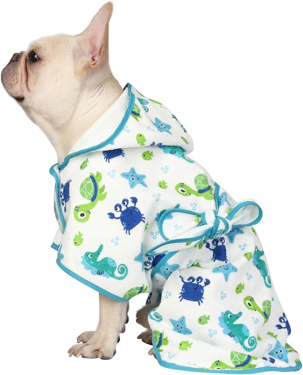 HDE Dog Bathrobe Super Absorbent Quick Drying Puppy Towel Wrap Coat Adjustable After Bath Robes with Hood for Dog Sizes S-XXL White Rubber Ducks S - Image 14