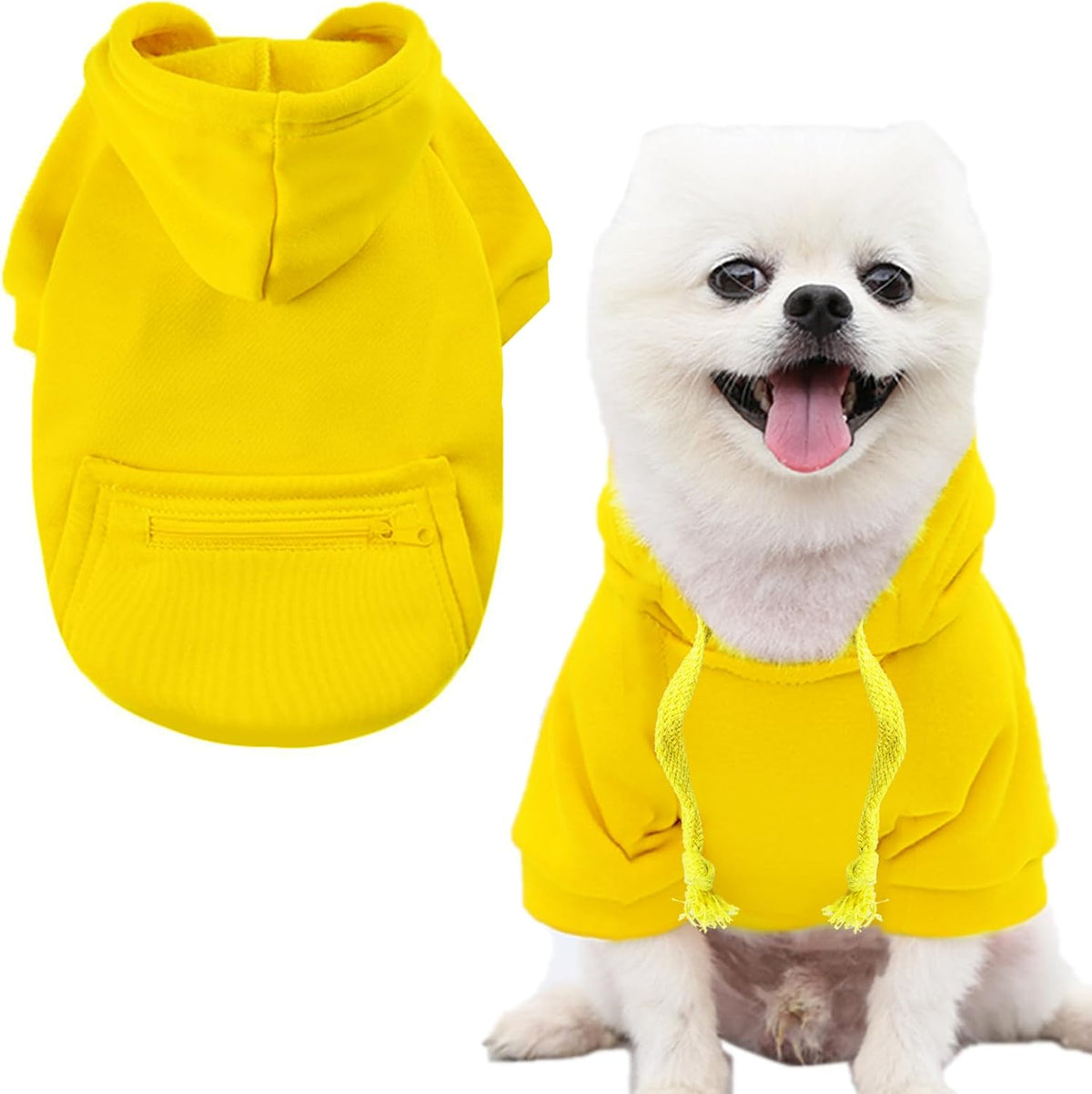 Jecikelon Dog Hoodies for Small Dogs with Zipper Pocket, Soft Fleece Puppy Clothes with Rope Hat, Warm Winter Outfits Cold Weather Coats, Cute Sweatshirt Chihuahua Costume (Small, Y02-Blue) - Image 15