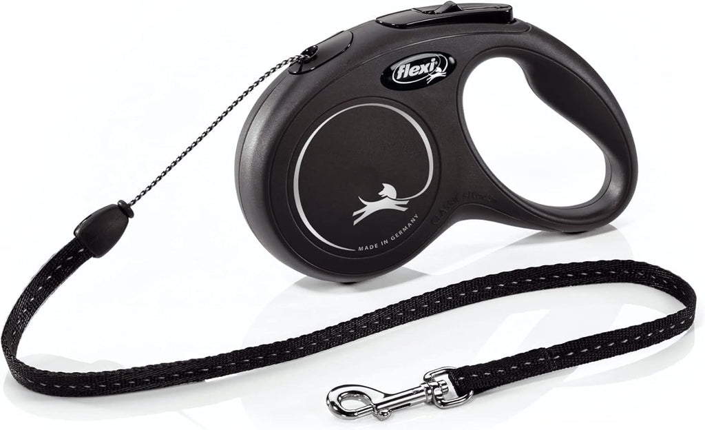 Flexi New Classic Cord Retractable Dog Leash in black front view