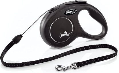 Flexi New Classic Cord Retractable Dog Leash in black front view