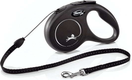 Flexi New Classic Cord Retractable Dog Leash in black front view