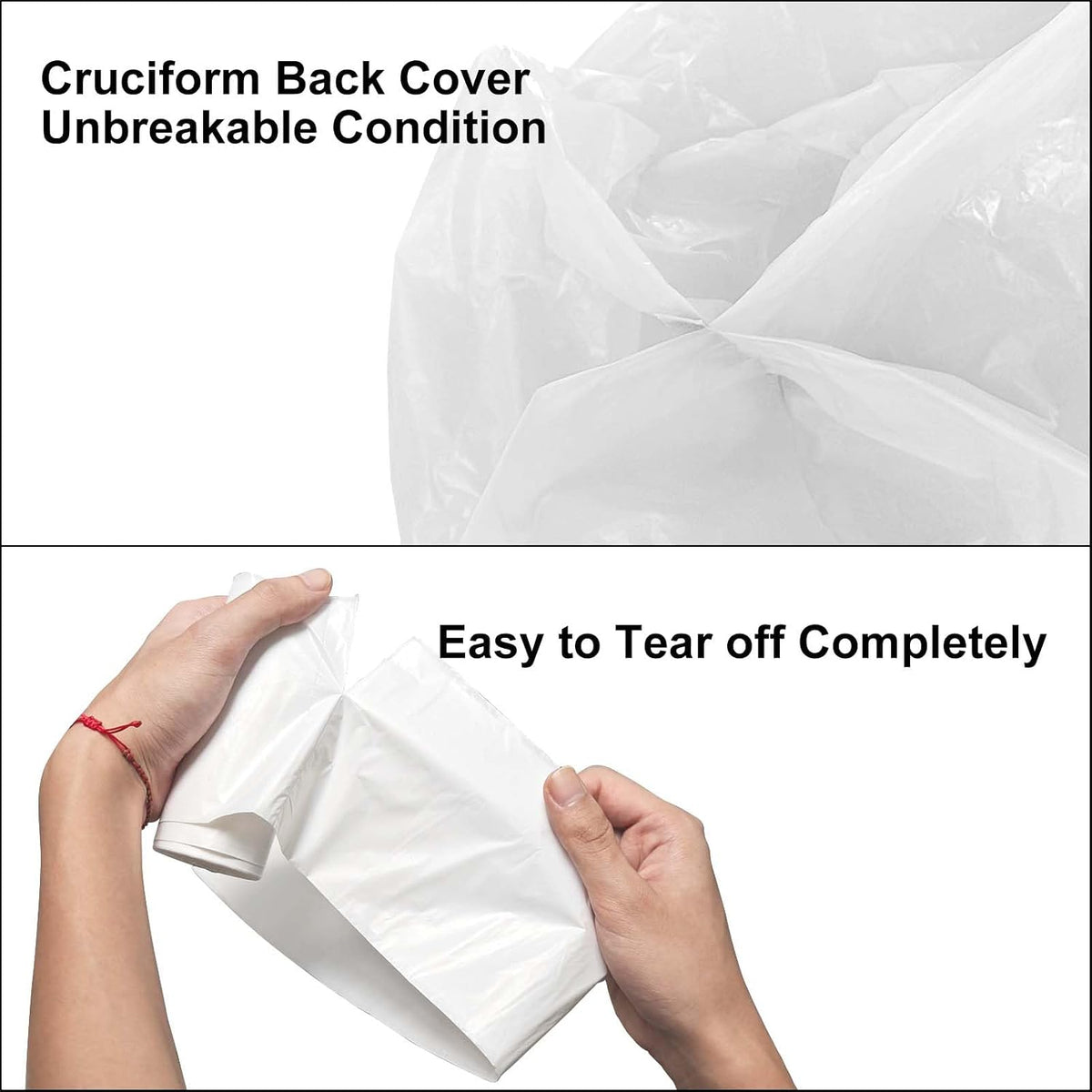 Premium polypropylene cat litter box waste bag being inserted into a self cleaning litter drawer