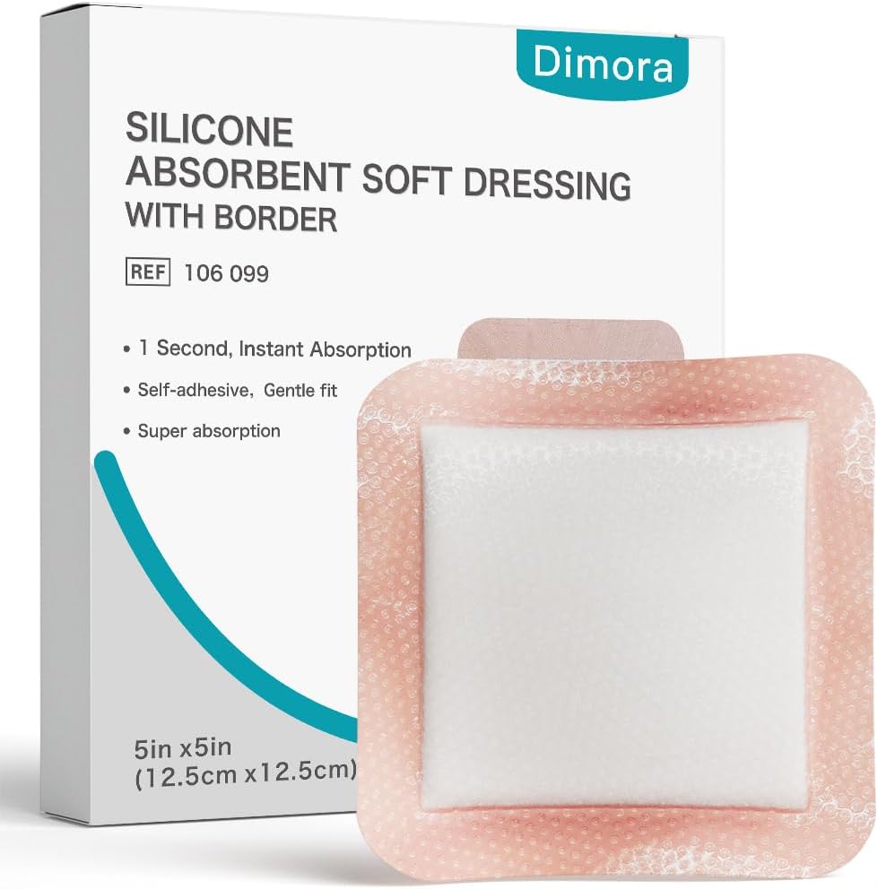Dimora Silicone Super Absorbent Wound Dressing front view packaging showing ten count pack.