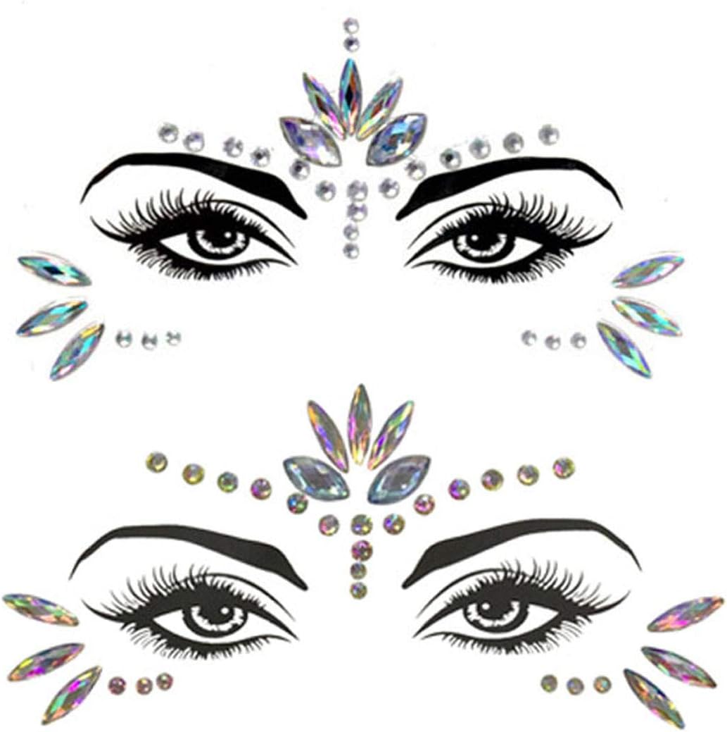 Wuios mermaid face gems rhinestone stickers front view