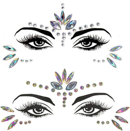 Wuios mermaid face gems rhinestone stickers front view