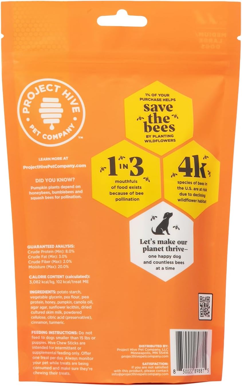 Vegetarian grain free dog chew sticks with ground peanuts and honey