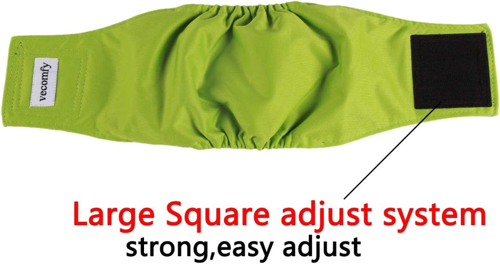 Adjustable hook and loop fasteners on the vecomfy male puppy diaper band