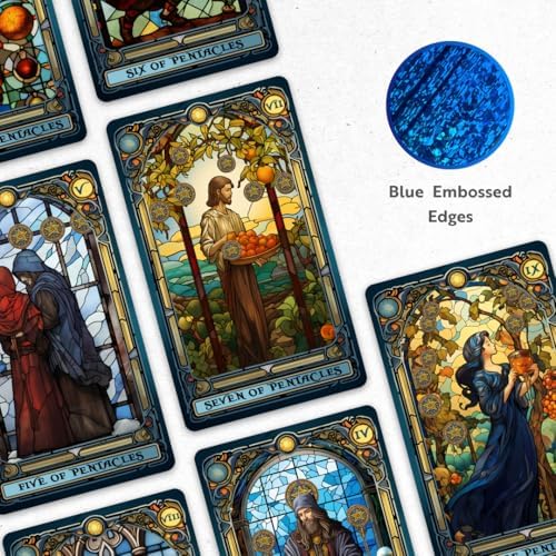 Crafterian Stained Glass Tarot cards showing holographic foil edges