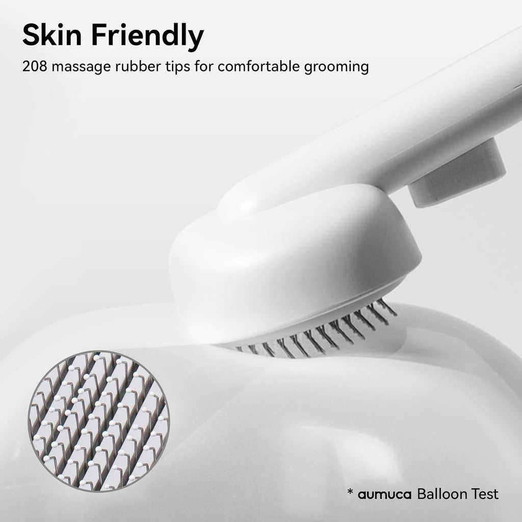 Demonstration of one-click cleaning button on Aumuca brush