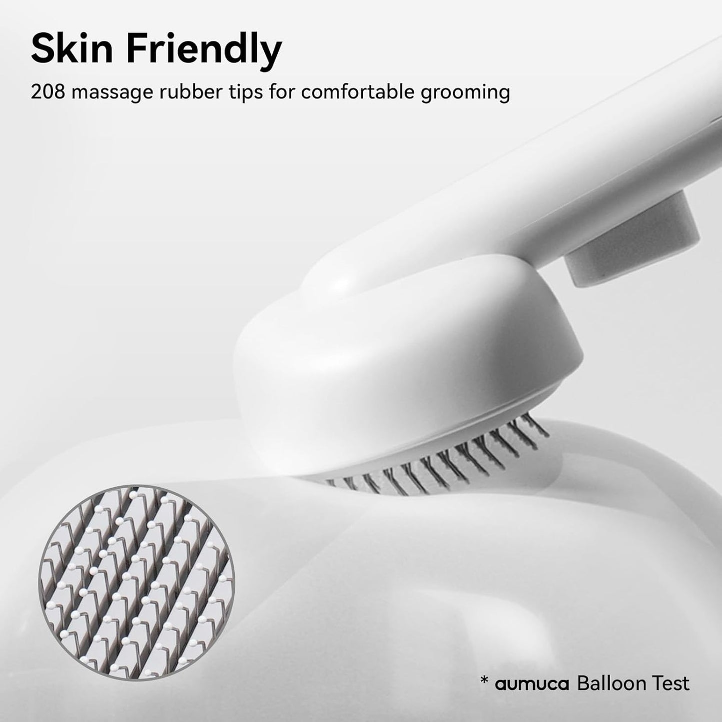 Demonstration of one-click cleaning button on Aumuca brush