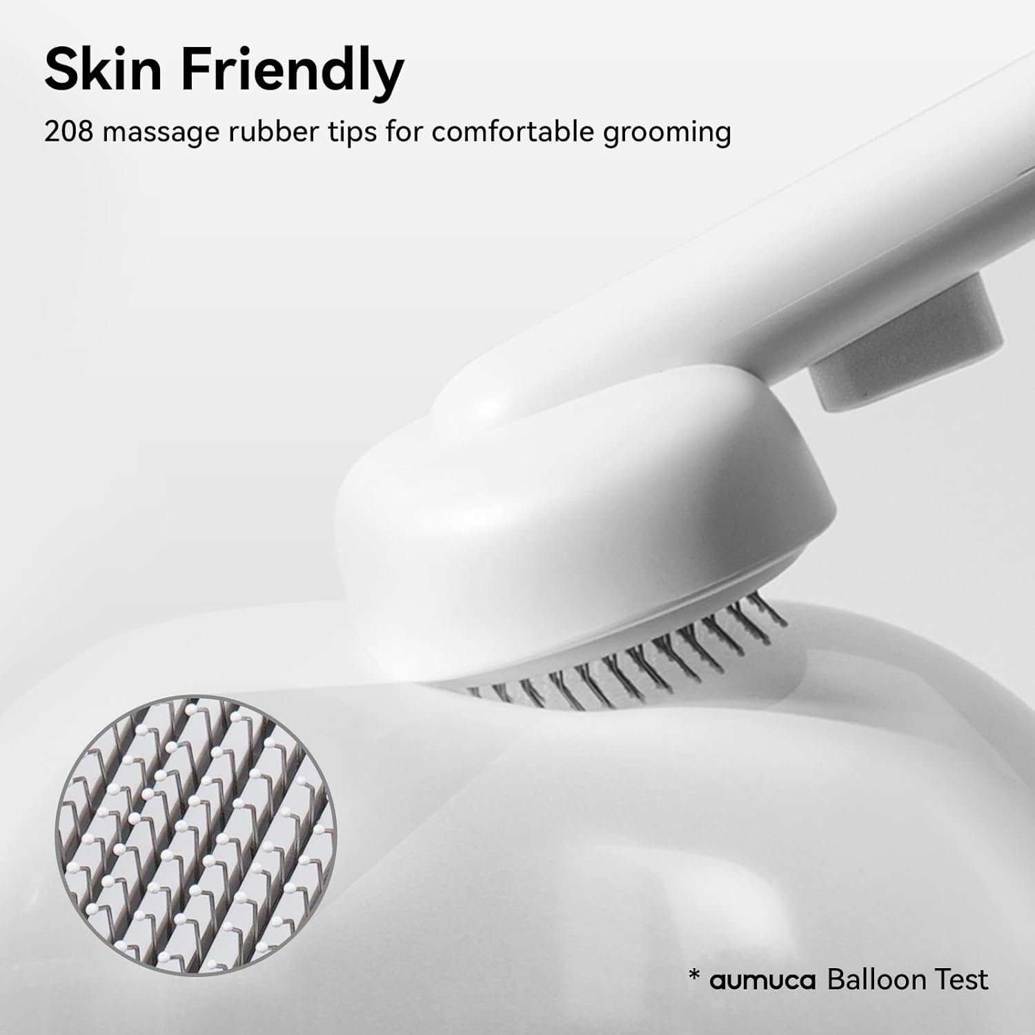 Demonstration of one-click cleaning button on Aumuca brush