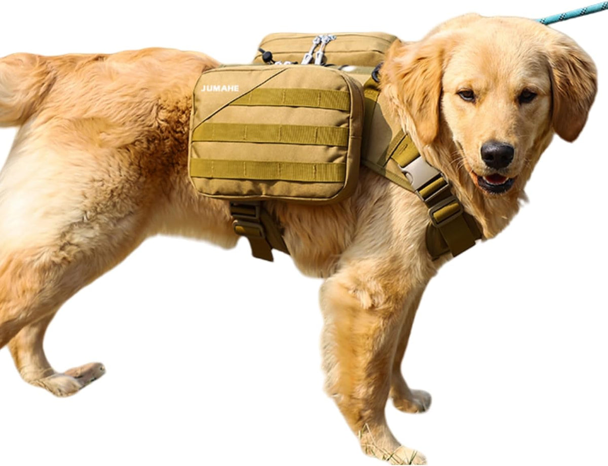 x Jumahe Dog Hiking Backpack for Large/Giant Dogs - 2 Spacious Side Bags, Breathable Waterproof Fabric, Fits Chest 30"-40" (85-120 lbs), 5 Adjustable Buckles, Outdoor Travel Vest,Camo - Image 9