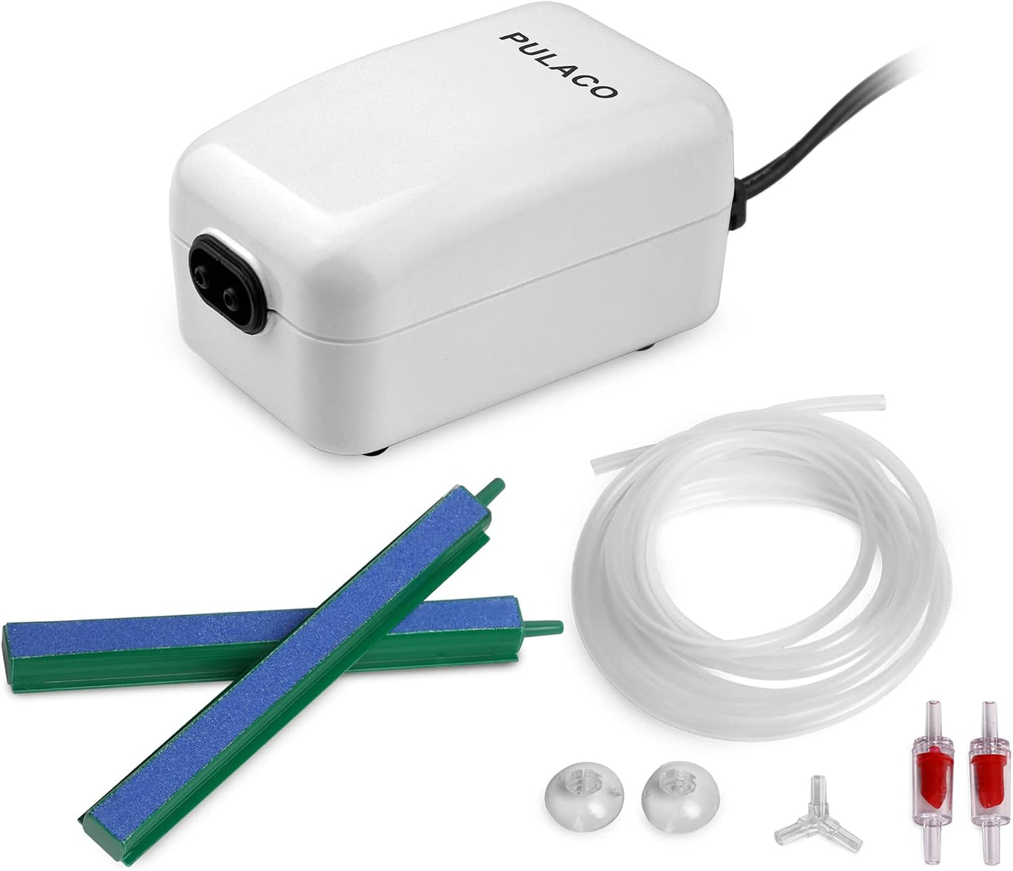 Close up of Pulaco aquarium oxygen pump power cord and housing