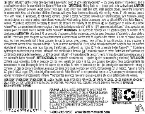 Close up of Better Natured creme developer label