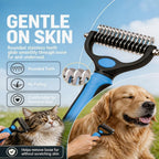 Detailed view of the 2-in-1 dematting and deshedding tool head