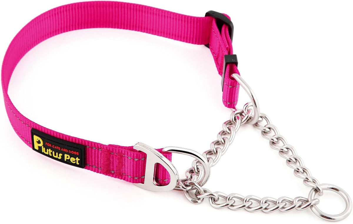 Plutus Pet Martingale Dog Collar with Stainless Steel Chain and Reflective Nylon, Adjustable No Pull Training Collar, for Small Medium, and Large Dogs, Black, M - Image 10