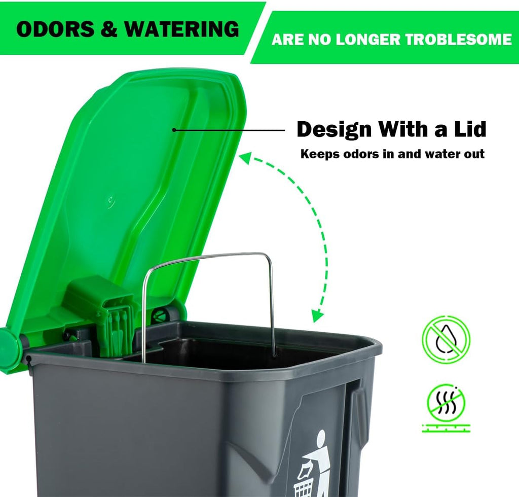 MXF 15 litre pet waste trash can with the lid open showing the removable inner bucket