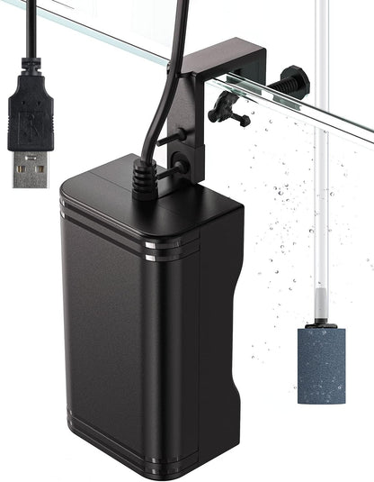 Packaging contents of the Pawfly ultra quiet fish tank aerator pump for 10-60 gallon aquariums.