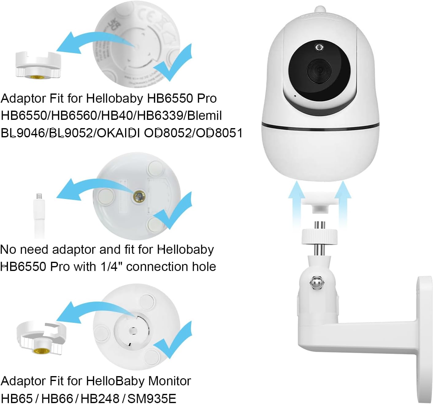 Aoztsun baby monitor wall mount showing 360 degree swivel adjustment