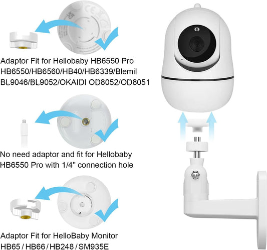 Aoztsun baby monitor wall mount showing 360 degree swivel adjustment